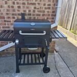 CosmoGrill Outdoor XL Charcoal Smoker BBQ Grill – Adjustable Charcoal Pan, Built-in Thermometer, 2 Side Tables, Chimney & Wheels – Portable Garden Barbecue Smoker photo review