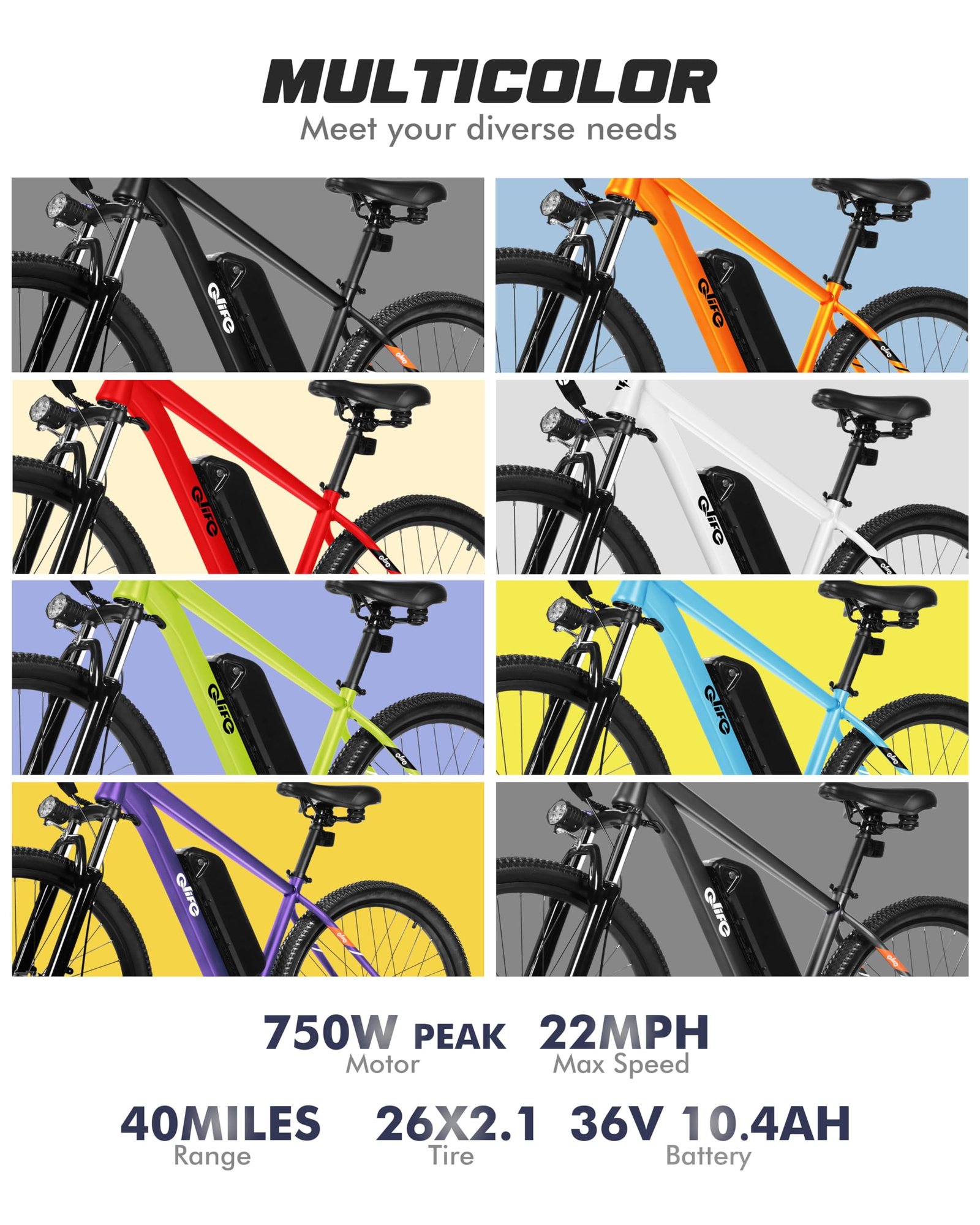 Racer Electric Bike for Adults - 21-Speed Mountain Lightweight Ebike with Peak 750W 22MPH Brushless Motor, 375Wh Removable Battery, 26X2.1 Tire Step Over E-MTB, Up to 40 Miles - Image 64