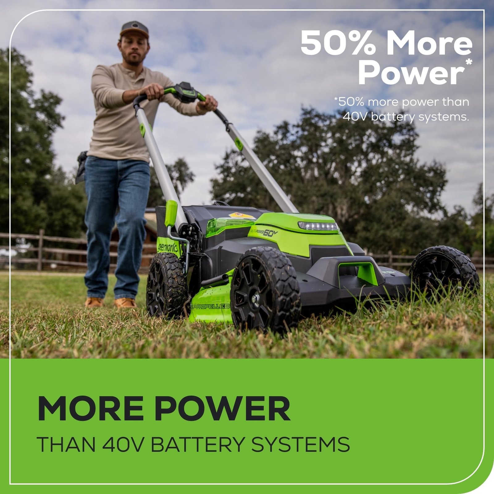 Greenworks 60V Brushless Cordless Push Lawn Mower – 17″ (43 cm) Deck, 4.0 Ah Battery & 3 A Rapid Charger, 40 Min Runtime - Image 37