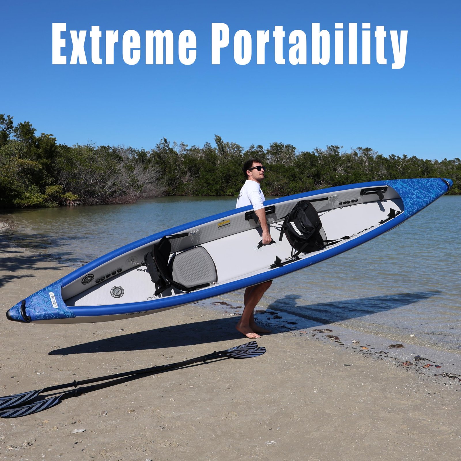 Sea Eagle RazorLite 393RL Inflatable Kayak – Ultra-Light Drop-Stitch Touring Kayak (Solo/Tandem) with FlexBrace2 Footrests, Tall Back Seat, Paddle, Pump & Backpack - Image 26