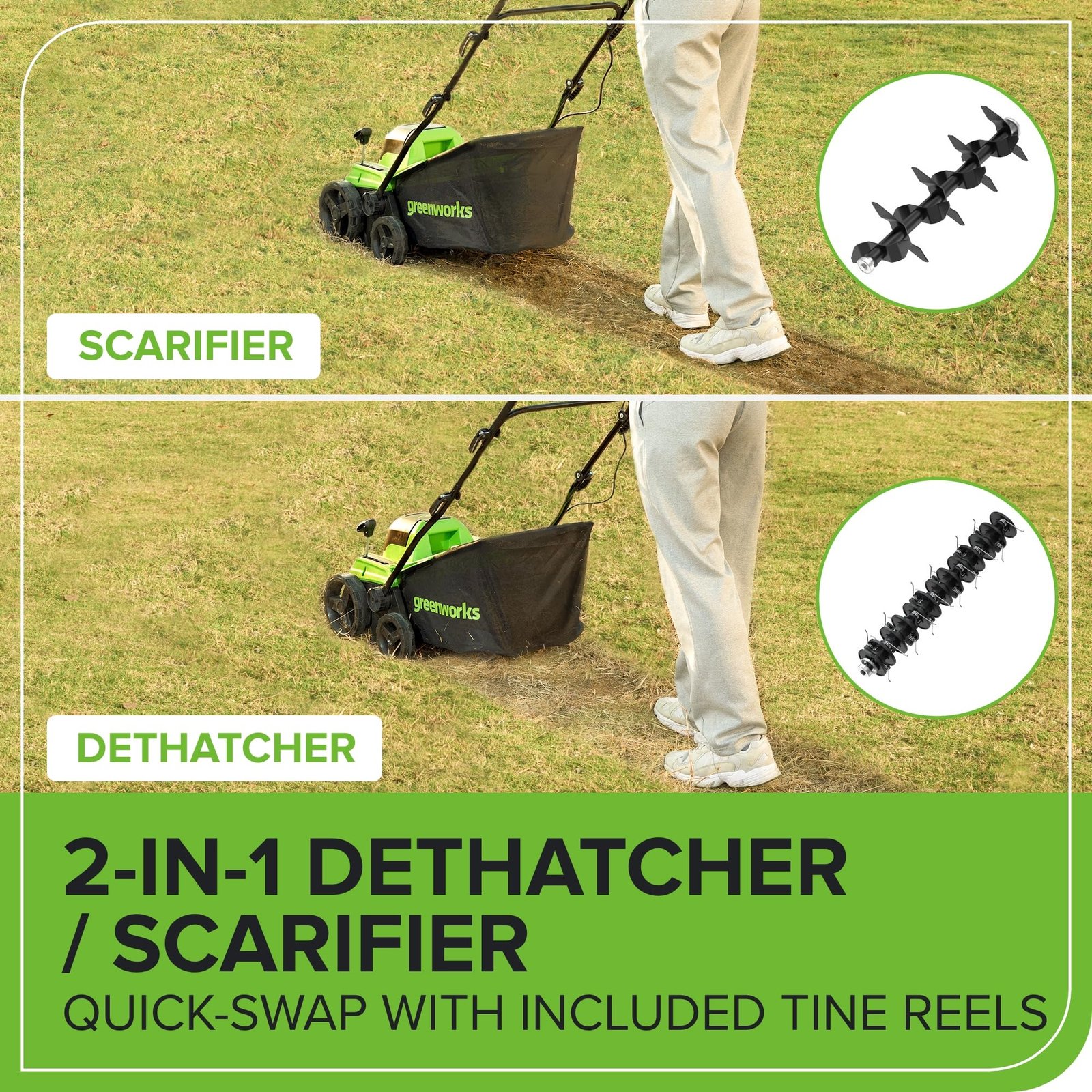 Greenworks 13 Amp Corded Dethatcher & Scarifier – 14″ (35.6 cm) Deck, 5-Position Depth (DT13B00) - Image 17