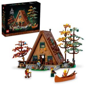 LEGO Ideas A-Frame Cabin 21338 – Collectible Display Set for Adults, Nature-Inspired Model with Minifigures and Animal Figures, Architecture Gift Idea