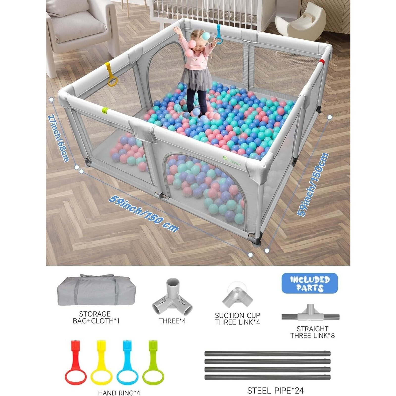Baby Playpen for Babies and Toddlers Safety Playard with Anti-Collision Foam