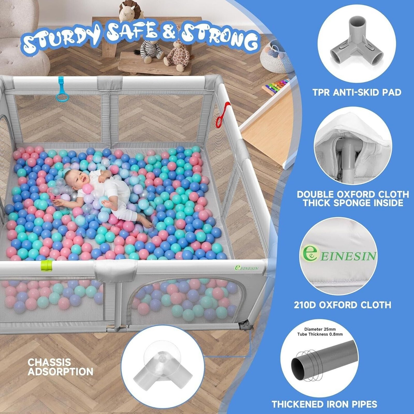 Baby Playpen for Babies and Toddlers Safety Playard with Anti-Collision Foam