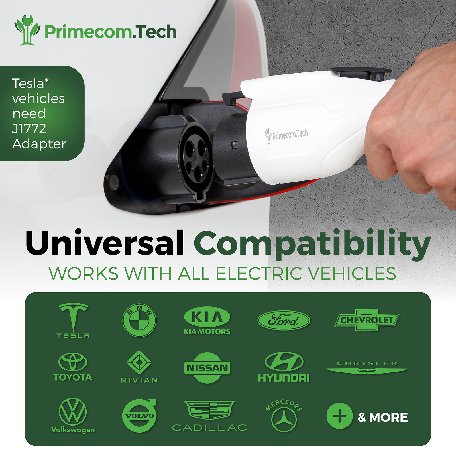 Primecom.Tech 16 Amp Level 2 Electric Vehicle (EV) Charger 3X to 4X faster 220 Volt 30', 40', 50' Feet Lengths Only In ElectoGb