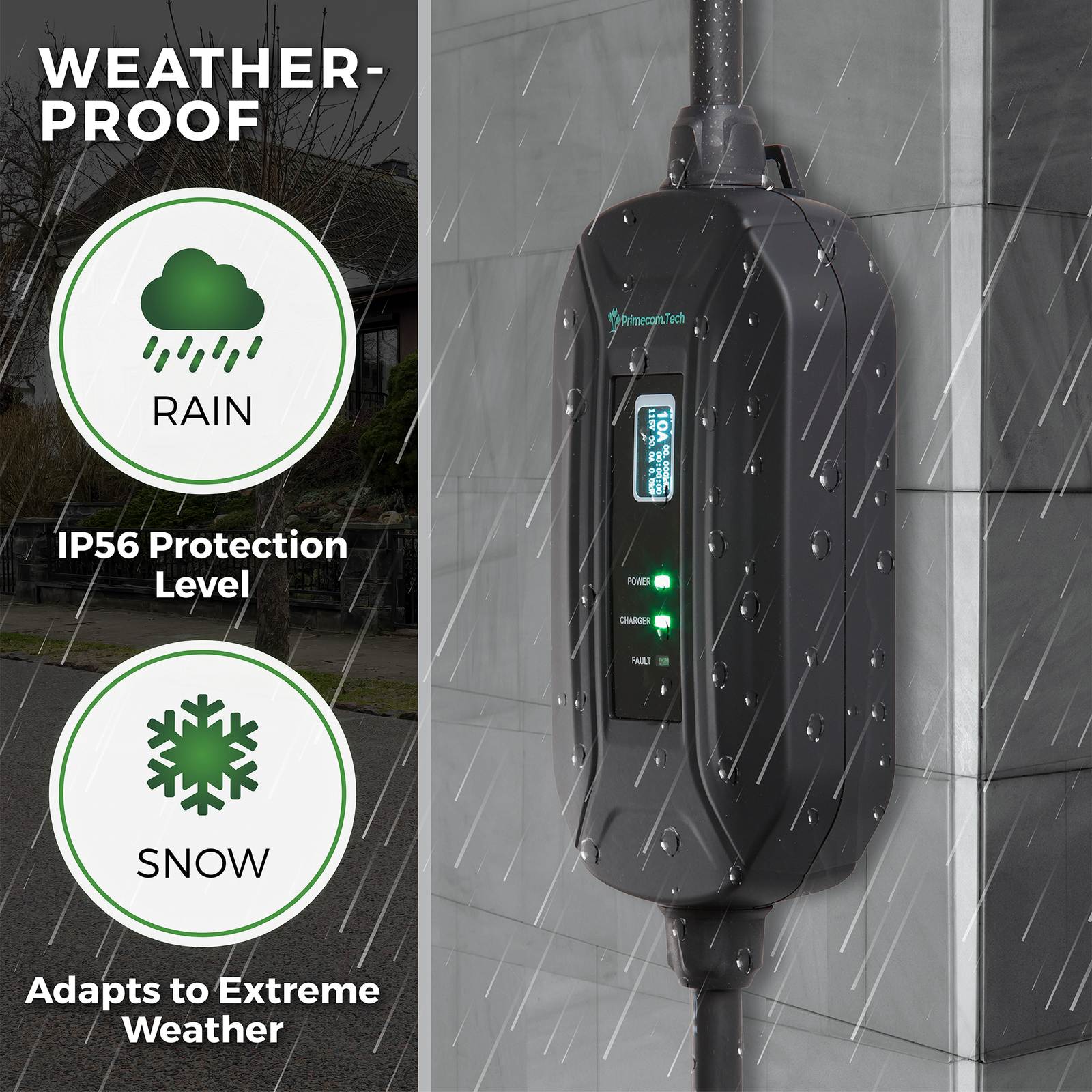 Primecom.Tech 16 Amp Level 2 Electric Vehicle (EV) Charger 3X to 4X faster 220 Volt 30', 40', 50' Feet Lengths Only In ElectoGb