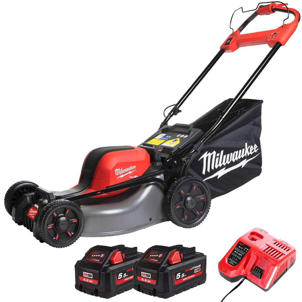 Milwaukee M18F2LM46-0 36V FUEL Brushless 46cm Self Propelled Lawn Mower with 2 x 5.5Ah Battery & Charger
